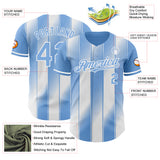Custom Light Blue-White Gradient Classic Vertical Stripe Authentic Baseball Jersey