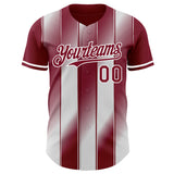 Custom Crimson-White Gradient Classic Vertical Stripe Authentic Baseball Jersey