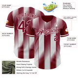Custom Crimson-White Gradient Classic Vertical Stripe Authentic Baseball Jersey