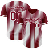 Custom Crimson-White Gradient Classic Vertical Stripe Authentic Baseball Jersey