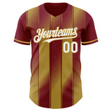 Custom Crimson White-Old Gold Gradient Classic Vertical Stripe Authentic Baseball Jersey