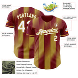 Custom Crimson White-Old Gold Gradient Classic Vertical Stripe Authentic Baseball Jersey