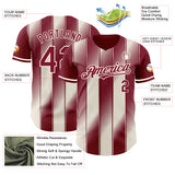 Custom Crimson Cream-Cream Gradient Classic Vertical Stripe Authentic Baseball Jersey