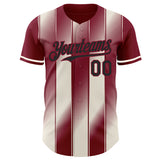 Custom Crimson Black-Cream Gradient Classic Vertical Stripe Authentic Baseball Jersey