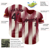 Custom Crimson Black-Cream Gradient Classic Vertical Stripe Authentic Baseball Jersey