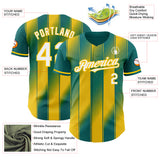 Custom Teal White-Yellow Gradient Classic Vertical Stripe Authentic Baseball Jersey