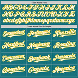 Custom Teal White-Yellow Gradient Classic Vertical Stripe Authentic Baseball Jersey