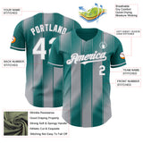 Custom Teal White-Gray Gradient Classic Vertical Stripe Authentic Baseball Jersey