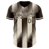 Custom Brown Cream-Cream Gradient Classic Vertical Stripe Authentic Baseball Jersey