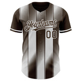 Custom Brown-White Gradient Classic Vertical Stripe Authentic Baseball Jersey