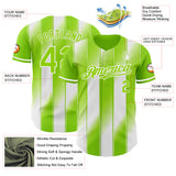 Custom Neon Green-White Gradient Classic Vertical Stripe Authentic Baseball Jersey