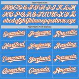 Custom Electric Blue White-Orange Gradient Classic Vertical Stripe Authentic Baseball Jersey