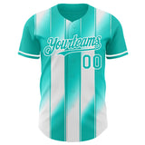 Custom Aqua-White Gradient Classic Vertical Stripe Authentic Baseball Jersey
