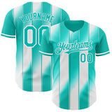 Custom Aqua-White Gradient Classic Vertical Stripe Authentic Baseball Jersey