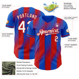 Custom Thunder Blue White-Red Gradient Classic Vertical Stripe Authentic Baseball Jersey