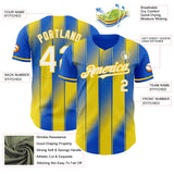 Custom Thunder Blue White-Yellow Gradient Classic Vertical Stripe Authentic Baseball Jersey