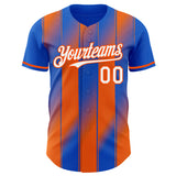 Custom Thunder Blue White-Orange Gradient Classic Vertical Stripe Authentic Baseball Jersey