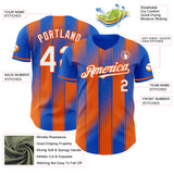 Custom Thunder Blue White-Orange Gradient Classic Vertical Stripe Authentic Baseball Jersey
