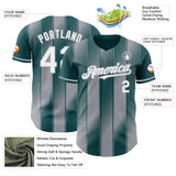 Custom Midnight Green White-Gray Gradient Classic Vertical Stripe Authentic Baseball Jersey