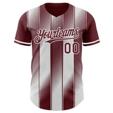 Custom Burgundy-White Gradient Classic Vertical Stripe Authentic Baseball Jersey