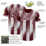 Custom Burgundy-White Gradient Classic Vertical Stripe Authentic Baseball Jersey