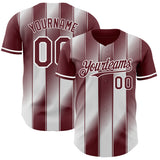 Custom Burgundy-White Gradient Classic Vertical Stripe Authentic Baseball Jersey
