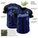 Custom Black Royal-White Classic Vertical Stripe Fluid Liquid Texture Authentic Baseball Jersey