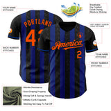 Custom Black Orange-Royal Classic Vertical Stripe Fluid Liquid Texture Authentic Baseball Jersey