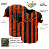 Custom Black-Orange Classic Vertical Stripe Fluid Liquid Texture Authentic Baseball Jersey