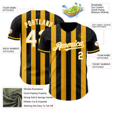 Custom Black White-Gold Classic Vertical Stripe Fluid Liquid Texture Authentic Baseball Jersey