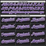 Custom Black Purple-White Classic Vertical Stripe Fluid Liquid Texture Authentic Baseball Jersey