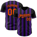 Custom Black Orange-Purple Classic Vertical Stripe Fluid Liquid Texture Authentic Baseball Jersey