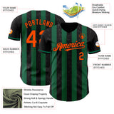 Custom Black Orange-Kelly Green Classic Vertical Stripe Fluid Liquid Texture Authentic Baseball Jersey