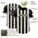 Custom Black Cream-Cream Classic Vertical Stripe Fluid Liquid Texture Authentic Baseball Jersey