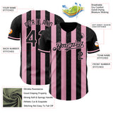 Custom Black-Light Pink Classic Vertical Stripe Fluid Liquid Texture Authentic Baseball Jersey
