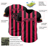 Custom Black-Neon Pink Classic Vertical Stripe Fluid Liquid Texture Authentic Baseball Jersey