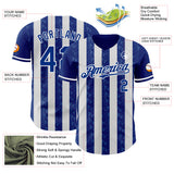 Custom Royal-White Classic Vertical Stripe Fluid Liquid Texture Authentic Baseball Jersey