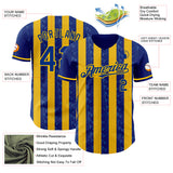 Custom Royal-Yellow Classic Vertical Stripe Fluid Liquid Texture Authentic Baseball Jersey
