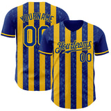Custom Royal-Yellow Classic Vertical Stripe Fluid Liquid Texture Authentic Baseball Jersey