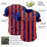 Custom Royal-Orange Classic Vertical Stripe Fluid Liquid Texture Authentic Baseball Jersey