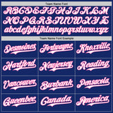 Custom Royal White-Pink Classic Vertical Stripe Fluid Liquid Texture Authentic Baseball Jersey