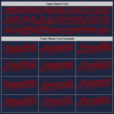 Custom Navy-Red Classic Vertical Stripe Fluid Liquid Texture Authentic Baseball Jersey