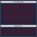 Custom Navy-Red Classic Vertical Stripe Fluid Liquid Texture Authentic Baseball Jersey