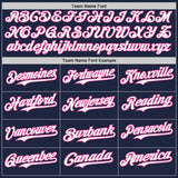 Custom Navy White-Pink Classic Vertical Stripe Fluid Liquid Texture Authentic Baseball Jersey