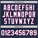 Custom Navy White-Pink Classic Vertical Stripe Fluid Liquid Texture Authentic Baseball Jersey