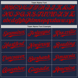 Custom Navy Red-Gold Classic Vertical Stripe Fluid Liquid Texture Authentic Baseball Jersey