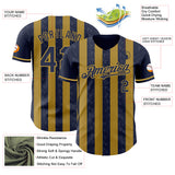 Custom Navy-Old Gold Classic Vertical Stripe Fluid Liquid Texture Authentic Baseball Jersey