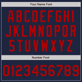 Custom Navy Red-Old Gold Classic Vertical Stripe Fluid Liquid Texture Authentic Baseball Jersey