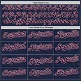 Custom Navy-Medium Pink Classic Vertical Stripe Fluid Liquid Texture Authentic Baseball Jersey