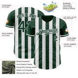 Custom Green-White Classic Vertical Stripe Fluid Liquid Texture Authentic Baseball Jersey